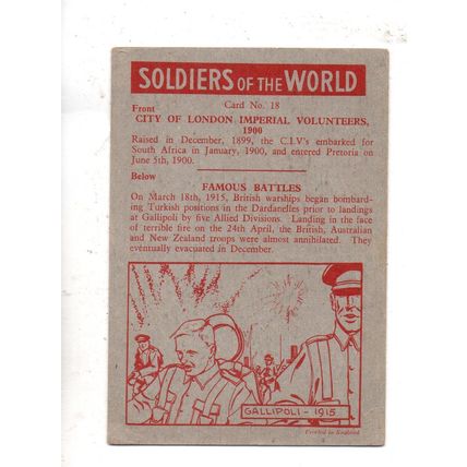 CHIX CARD SOLDIERS OF THE WORLD 1960 No.18 CITY OF LONDON IMPERIAL VOLUNTEERS