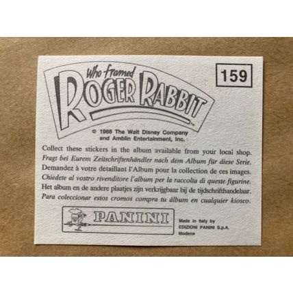 Who Framed Roger Rabbit Sticker # 159 (B) unused 1988 Panini Disney