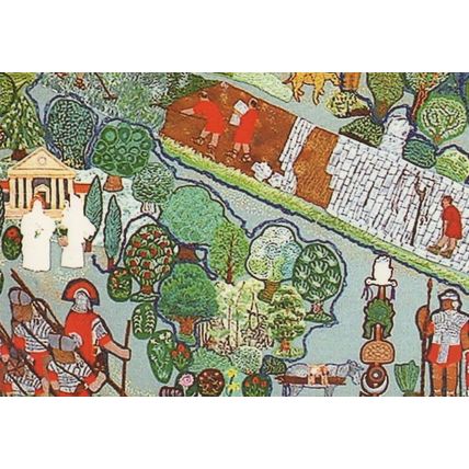 Celtic Roman Soldiers Crossing Watling Street Embroidery Postcard
