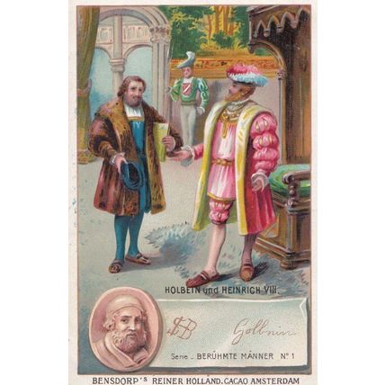 Hans Holbein Printed Signed Bendorps Drink Cocoa Postcard Antique Trade Card
