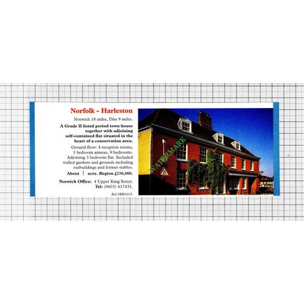 Harleston Norfolk House Sale Advert - 1991 Cutting