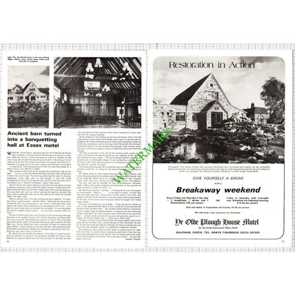 Ye Olde Plough House Motel Bulphan Essex Harold Monk - 1979 Article