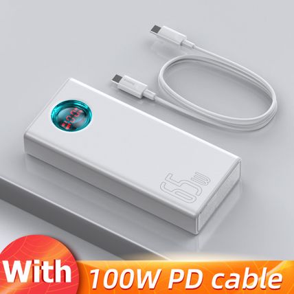 Baseus Power Bank 65W 30000mAh for Surface Laptop Battery PD Charger 100W Cable