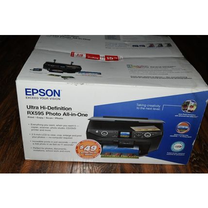 Epson Stylus Photo Ultra Hi-Def Photo All-in-One Inkjet Printer RX595 New 516b2