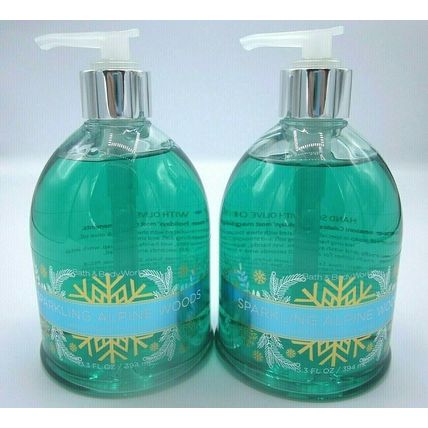 2 Bath & Body Works Hand Soap with Olive Oil 13.3 oz Sparkling Alpine Woods