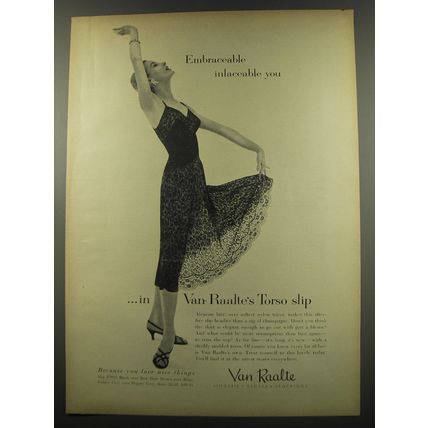 1955 Van Raalte Slip Advertisement - Embraceable inlaceable you