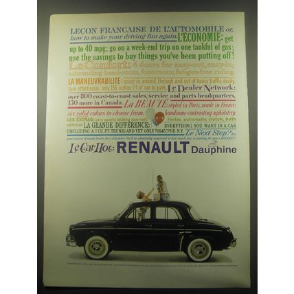 1959 Renault Dauphine Car Ad - Lecon Francaise de L'automobile