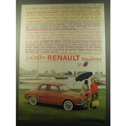 1959 Renault Dauphine Car Ad - La Nouvelle Geographie de L'automobile