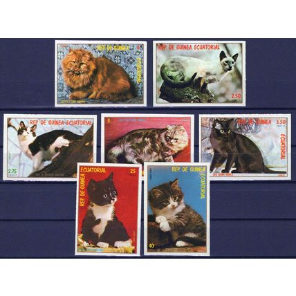 Equatorial Guinea Mi 1394-1400 MNH imperf Cats, Kittens, Pets ZAYIX 0224M0034M