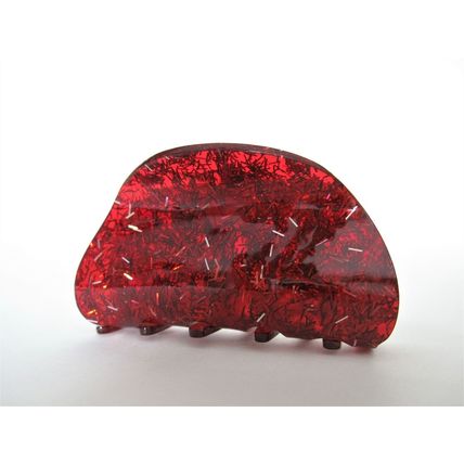 Red colorful glitter marbled hair claw clip