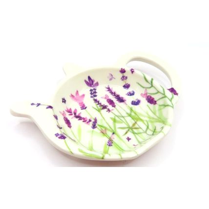 Lavender Floral Tea Bag Holder Melamine Tea Pot Shaped Kitchen Utensil Gift Home