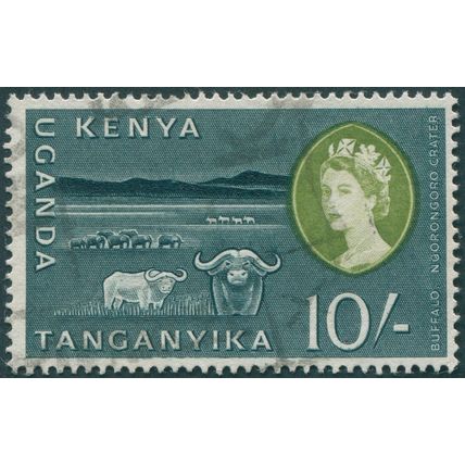 Kenya Uganda & Tanganyika 1960 10s blackish green & olive-green SG197 used