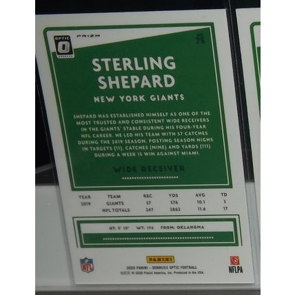 2020 Optic STERLING SHEPARD (Giants) Prizm Holo #75