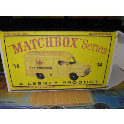 Matchbox - No14 Bedford Lomax Ambulance - replica / copy box -