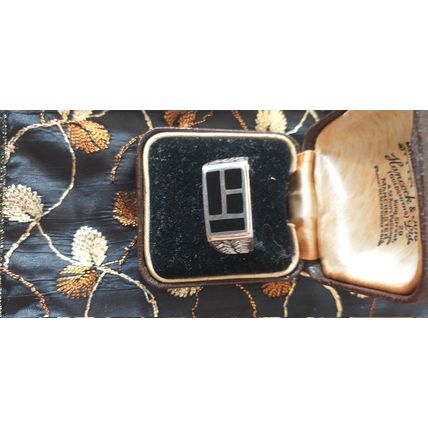Antique Vintage 1960-s Sterling Silver Onyx Signet Ring UK R 1/2 , US 9 3/4