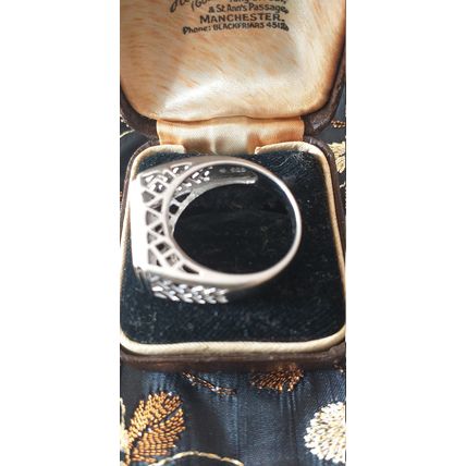 Antique Vintage 1960-s Sterling Silver Onyx Signet Ring UK R 1/2 , US 9 3/4