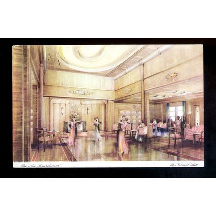 LS3946 - Cunard Liner - Mauretania - The Grand Hall - Artist Drawn - postcard