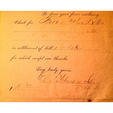 1886 E. R. Artman & Co., Phladelphia, PA receipt