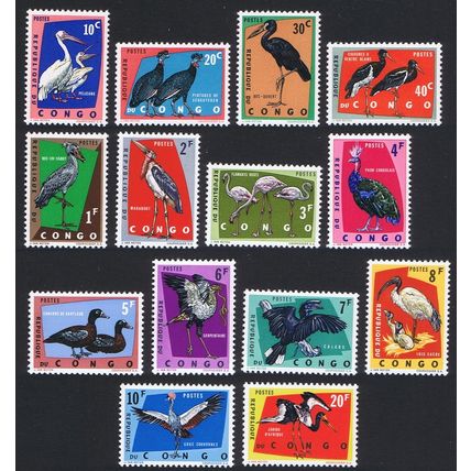 DR Congo Protected Birds 14v 1963 MNH SG#468-481 MI#112-118+138-44 Sc#429-442