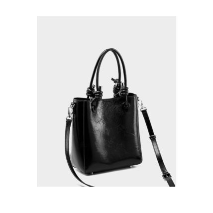Women Retro Genuine Leather Classic Clutch Tote HandBags Black