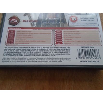 Dragon Age 2 PC/Mac DVD