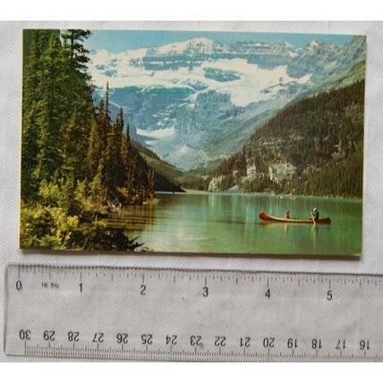 old postcard Lake Louise & Victoria Glacier, Canadian Rockies