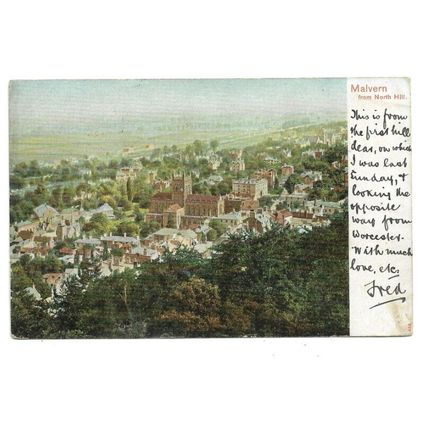 Malvern, From North Hill, Worcestershire, Postcard.