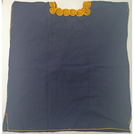 Sunflowers Embroidered Cotton Canvas Dark Navy Blue Blouse Chiapas Mexico