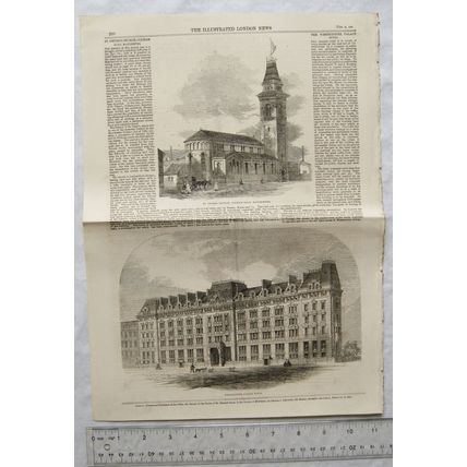 1860 engraving St. Peter's Church Manchester, Westminster Palace Hotel