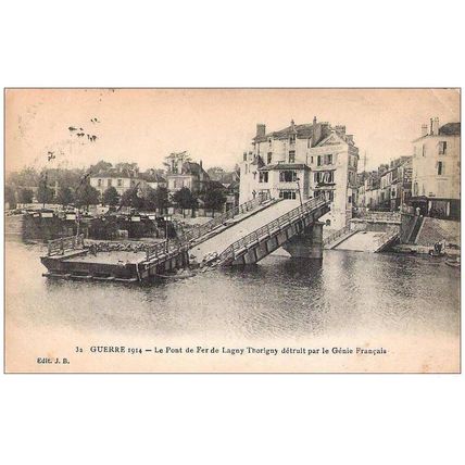 77 - Lagny Thorigny - Le pont de fer détruit par le génie français