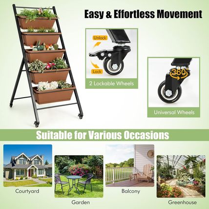 HAPPYGRILL Vertical Raised Garden Bed, 5-Layer Freestanding Garden Planter with