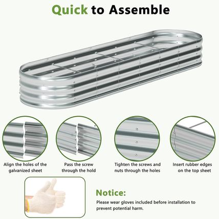 Zizin 2 Pack Galvanized Raised Garden Bed Metal Oval Raised Garden Beds Outdoor