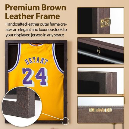 Jersey Display Frame Case Lockable, Large Sport Jersey Shadow Box with PU Covere