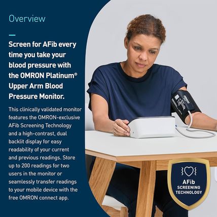 OMRON Platinum Upper Arm Blood Pressure Monitor - Clinically Validated Blood Pre