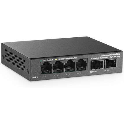Mokerlink 4 Port 2.5G Ethernet Switch with 2X10G SFP+ Slot, 4X2.5G Base-T Ports
