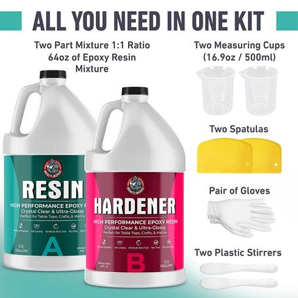 Epoxy Resin - Ultra-Gloss 1 Gallon Kit, Crystal Clear, Self-Leveling, UV & Impac