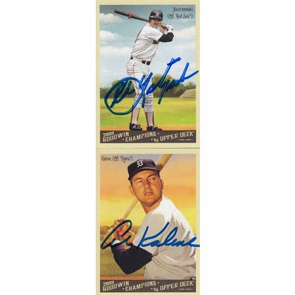 CARL YASTRZEMSKI & AL KALINE AUTO 2009 RED SOX & TIGERS HOF WORLD CHAMPION STARS