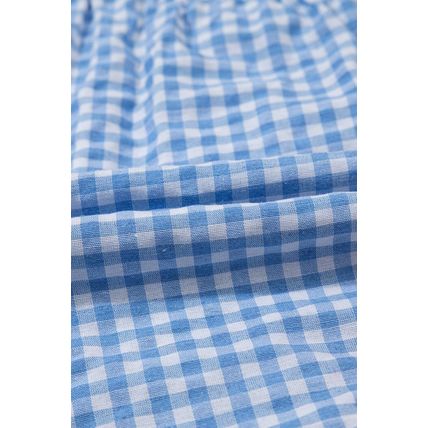 blue Red Plaid Gingham Printed High Waist Shorts