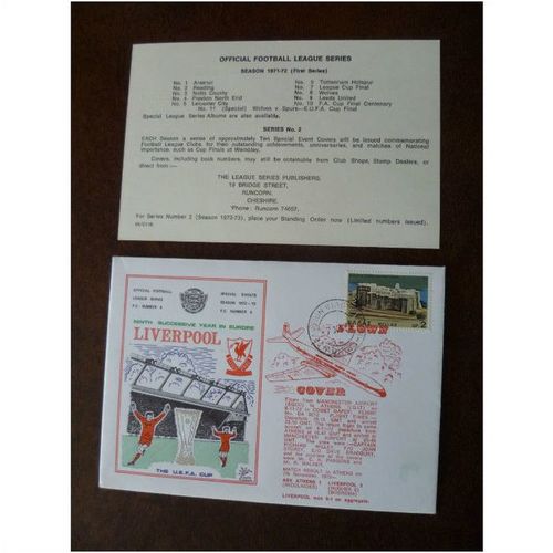 Greece 1972 Aek Athens v Liverpool Dawn Football Flown Cover 4 UEFA Cup Hughes