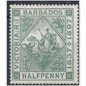 Barbados 1897 SG117 1/2d Dull Green Diamond Jubilee Mounted Mint . . .