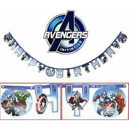 Happy Birthday Party Banner Hanging Flag Marvel Avengers Spider-man Cars & More