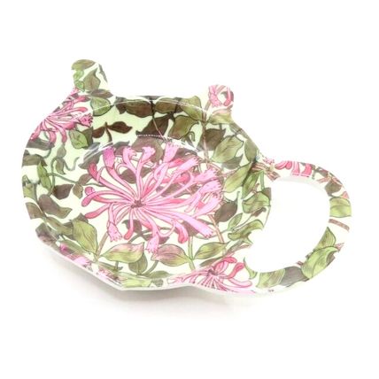 Pink Floral Tea Bag Holder Melamine Tea Pot Shaped Kitchen Utensil Gift Home