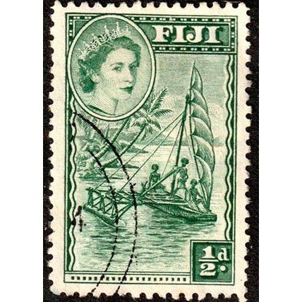 Fiji 1954 Queen Elizabeth II 1/2d Used Stamp Boat QE II