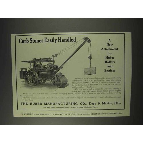 1910 Huber Hoist for Rollers & Engines Ad - Curb Stones
