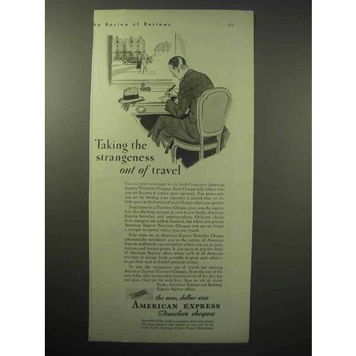 1930 American Express Travelers Cheques Ad