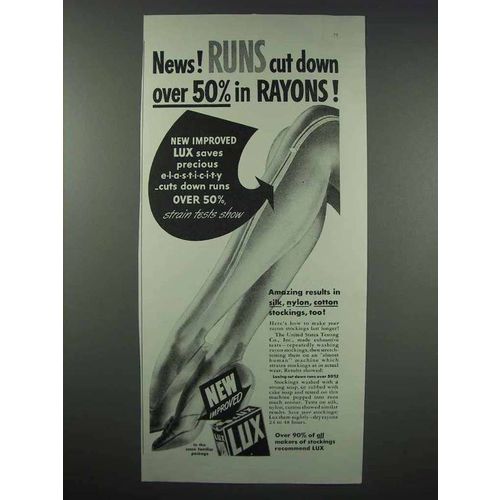 1943 Lux Detergent Ad - Runs Cut Down in Rayons
