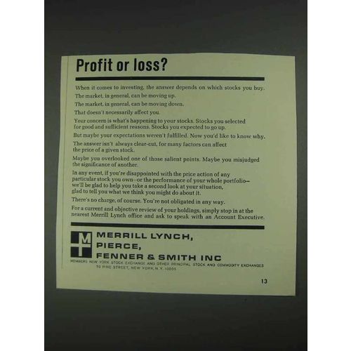 1967 Merrill Lynch Ad - Profit of Loss?