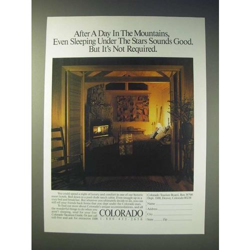 1989 Colorado Tourism Ad - After a day in the mountains