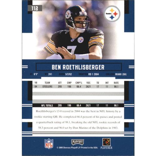 2005 Playoff Prestige Ben Roethlisberger #112