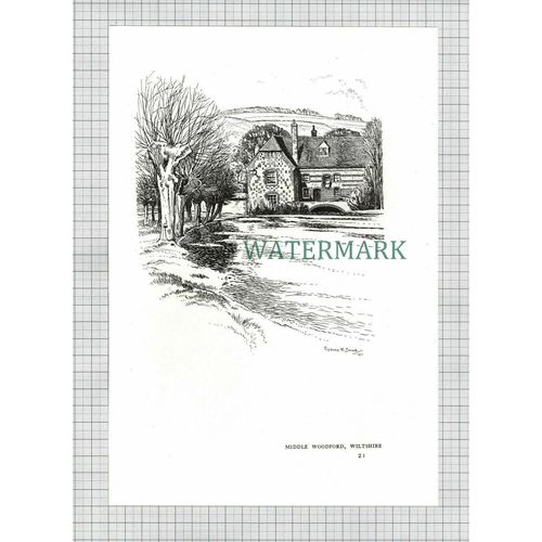 (8519) Winterbourne Earls Wiltshire / Middle Woodford - 1980s Print / Cutting